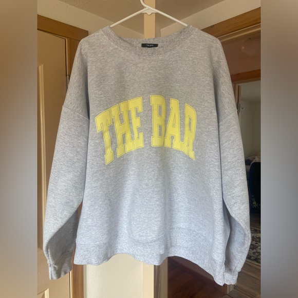 The Bar Varsity Sweatshirt Heather Grey with Lemon/Yellow Size XXL - Picture 4 of 13